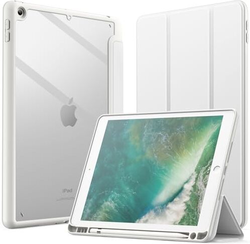 JETech Custodia per iPad 9,7 Pollici (6a/5a Generazione, 2018/2017) con Portapenne, il Involucro Posteriore Chiaro Trasparente Supporto Cover Sottile per Tablet Antiurto (Bianco)