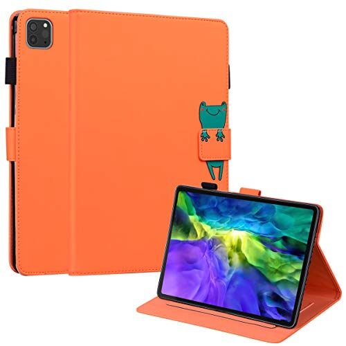 C/N DodoBuy Custodia per iPad PRO 11" 2020/2018/iPad Air 10.9", Animale del Fumetto Modello Magnetico Flip Protezione Smart Cover in Pelle PU Wallet Case Borsa Supporto Slot per Schede Arancia Rana