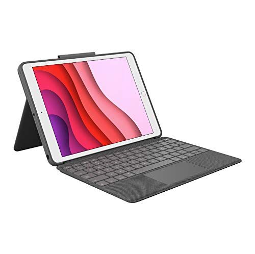 Logitech Combo Touch per iPad (7a, 8a e 9a generazione) Custodia con trackpad di precisione, tastiera retroilluminata simile a quella di un laptop, Smart Connector, Layout Italiano QWERTY Grigio