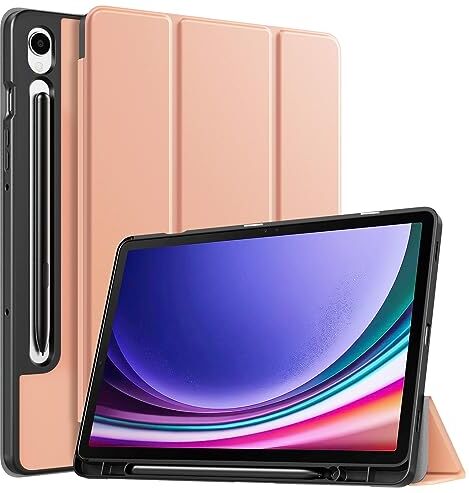 TiMOVO Custodia Compatibile con Samsung Galaxy Tab S9 2023 (SM-X710/X716B/X718U), Cover Prtettiva con Supporto per Galaxy Tab S9 11" Tablet, Portapenna per S Pen, Auto Sonno/Sveglia, Rosa