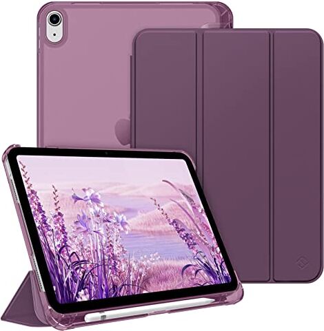 FINTIE Custodia per iPad 10ª Generazione 10.9" 2022 con Built-in Pencil Holder Sottile Leggero Semi-Trasparente Posteriore Cover Case con Auto Sveglia/Sonno, Viola