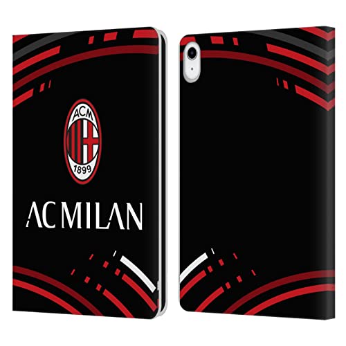 Head Case Designs Licenza Ufficiale AC Milan Curvato Modelli Cresta Custodia Cover in Pelle a Portagoglio Compatibile con Apple iPad 10.9 (2022)