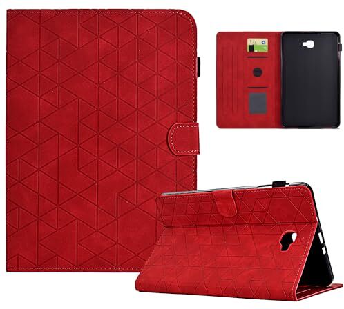 Oduio Custodia per Samsung Galaxy Tab A6 10,1 2016 (SM-T580 / T585) Multi-angli Cover con Funzione di Supporto Pelle PU Flip Tablet Case, Auto Sveglia/Sonno per Galaxy Tab A 10.1'' 2016 Rosso