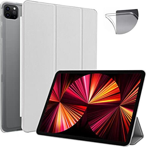 N NEWTOP Cover Compatibile per Apple iPad Pro 11'' 2021/2020/2018, Custodia Flip Smart Libro TPU BACK FRONT Ultra Sottile Leggera Stand Supporto Funzione Wake/Sleep Simil Pelle (Bianco)