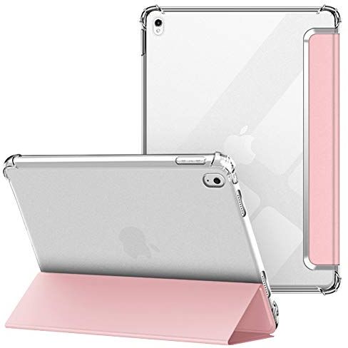 VAGHVEO Custodia per iPad Air (3rd Gen) 10.5" 2019/Pro 10,5 Pollici 2017 Cover, Flessibile TPU Trasparente Cover Retro, Sottile Leggero Supporto Auto Svegliati/Sonno Case Antiurto Resistente, Rosa