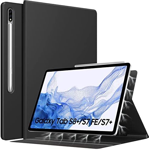 TiMOVO Custodia Compatibile con Galaxy Tab S8 Plus 12,4" 2022, Galaxy Tab S7 Fe 12.4" 2021, Galaxy Tab S7 Plus 12.4" 2020, Cover Magnetico Leggero per S-Pen con Auto Sveglia/Sonno, Nero