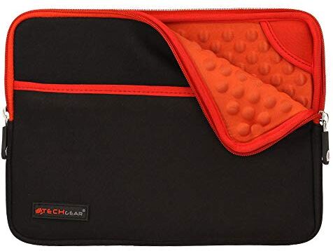 TECHGEAR Cover protettivo manicotto in neoprene Sottile con interno antiurto bolle per il Nuovo iPad 10.2", iPad Air 4, iPad 9.7", iPad Pro 11, iPad 10.5", Air 2, iPad 4 Rosso