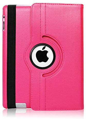 QINYUP Custodia flip per iPad 2 3 4 Smart Tablet Cover A1458 A1459 A1460 A1416 A1430 A1403 A1395 A1396 A1397360 Rotante Coque Hot_Rosa