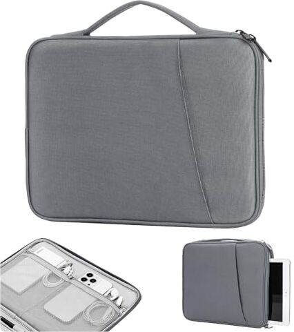 TiMOVO 9-11'' Tablet Sleeve Costodia per iPad Air 5/4 10.9,iPad 10a Gen. 10.9 2022,iPad 10.2 2021-2019,iPad Pro 11 2022-2018,Galaxy Tab A8 10.5 /S9 2023/S8 11,Borsa Protettiva con Tasche, Grigio Scuro