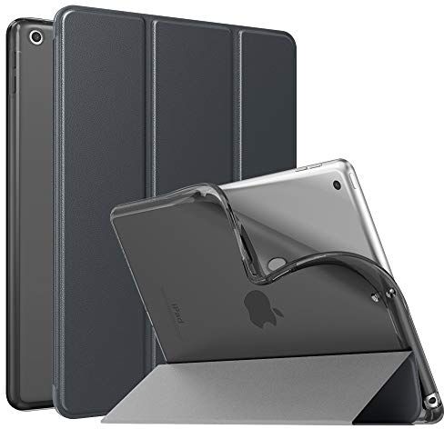 MoKo Cover per Nuovo iPad 10,2" iPad 9a generazione 2021 / 8a Gen. 2020 / 7a Gen. 2019, Custodia Ultra Sottile Leggero Tri-fold Auto Sveglia/Sonno con Retro Semi-trasparente in TPU, Grigio Siderale