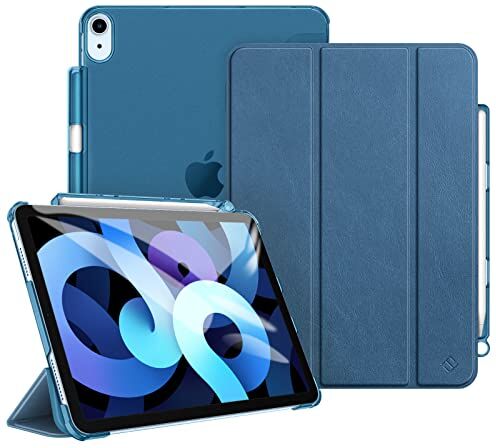 FINTIE Custodia per iPad Air 5a Generazione (2022) / 4a Generazione (2020) 10.9 Pollici con Pencil Holder Sottile Leggero Semi-Trasparente Cover Case con Auto Sveglia/Sonno, Blu foschia