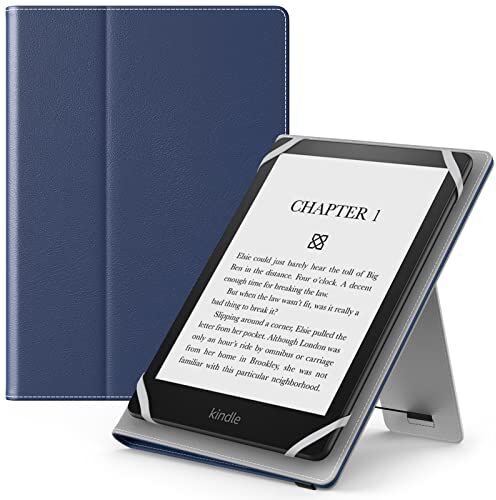 MoKo Custodia Cover Universale Compatibile con E-Lettore Kindle/Kobo/Voyaga/Lenovo/Sony/Tolino da 6", 6,8" e 7", in Pelle PU con Chiusura di Elastico, Doppio Supporto e Manico, Indaco