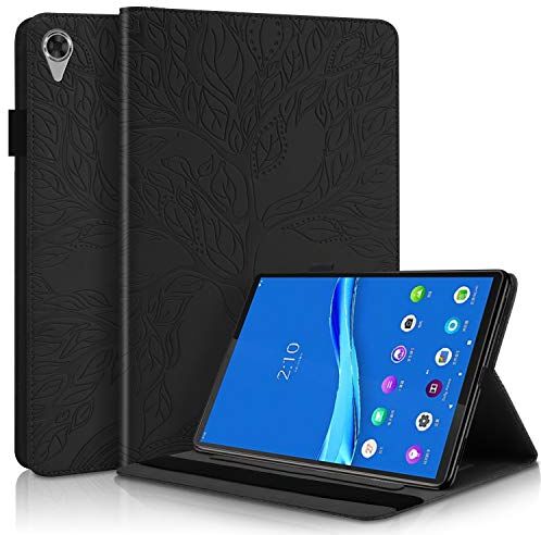 L&Btech Lenovo Tab M10 HD 2nd Gen Custodia TB-X306F/TB-X306X Guscio in Pelle PU Flip Cover Case con Portatessere e Piedistallo, per Lenovo Tab M10 HD 2nd Gen 10.1 Pollici 2020 Nero