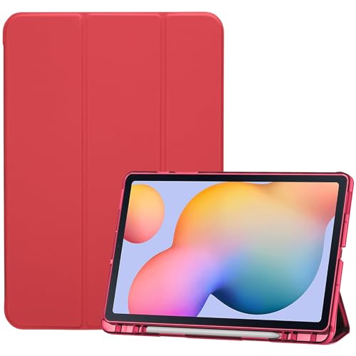 ProCase Custodia Cover per Samsung Galaxy Tab S6 Lite 10,4 pollici 2022/2020 (SM-P613/P619/P615) Ultra Sottile Smart Cover per Tab S6 Lite con Portapenna -Rosso