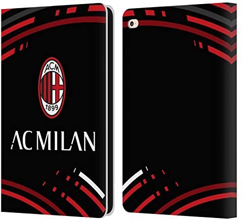 Head Case Designs Licenza Ufficiale AC Milan Curvato Modelli Cresta Custodia Cover in Pelle a Portagoglio Compatibile con Apple iPad Air 2 (2014)