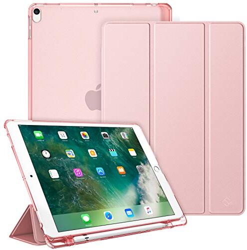 FINTIE Custodia con Portamatite per iPad Air 10,5" 2019 / iPad PRO 10.5 2017 Ultra Sottile Leggero Semi-Trasparente Back Cover Case Protettiva con Funzione Auto Sveglia/Sonno, Oro Rosa