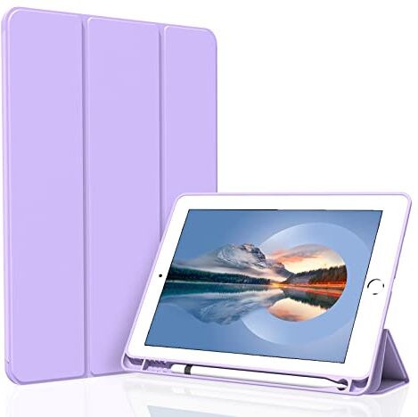 ir Custodia per iPad A 3 / Pro 10,5 pollici, retro in morbido TPU ultra sottile, leggera, intelligente, con portapenne per iPad A 3° generazione/Pro 10,5", viola chiaro