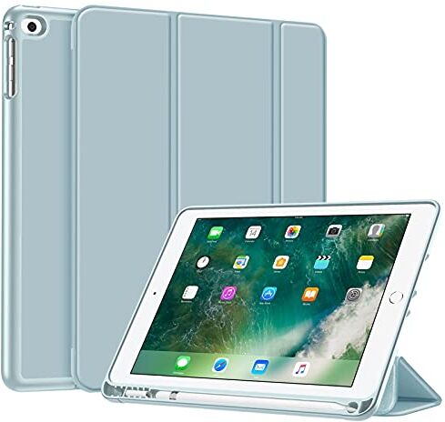 FINTIE Custodia per iPad 9.7 Pollici 2018 2017 con Built-in Pencil Holder Sottile Leggero Cover con Auto Sonno/Sveglia la Funzione per iPad 9,7 Pollici 2018/2017, Ice Blu