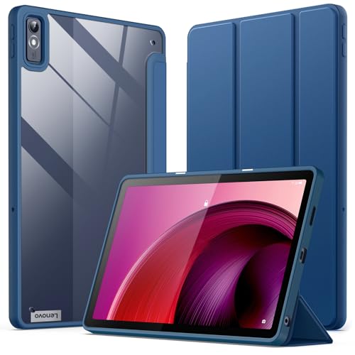 JETech Custodia per Lenovo Tab M10 5G 10,61 Pollici, Chiaro Trasparente PC Rigido Retro, Protettiva Trifold Supporto Sottile Tablet Cover, Auto Svegliati/Sonno (Blu)