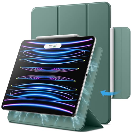 JETech Custodia Magnetica per iPad Pro 12,9 Pollici Modello 2022/2021/2020/2018, Supporta Pencil 2a Generazione di Ricarica, Attaccamento Magnetico, Cover con Auto Svegliati/Sonno (Blu Nebbioso)