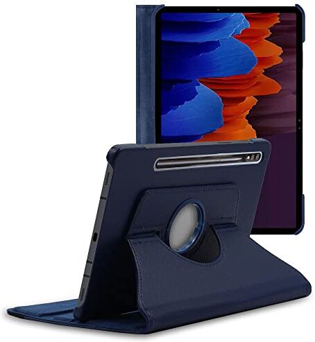 ebestStar Cover per Samsung Galaxy Tab S7+ SM-T970, Custodia Protezione Rotazione 360, Pelle PU, Blu scuro