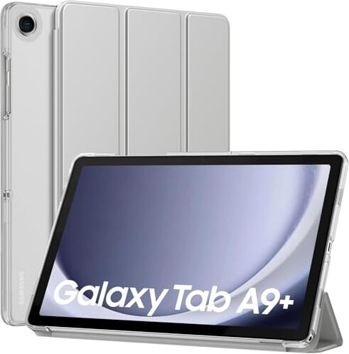 MoKo Custodia per Galaxy Tab A9+/A9 Plus 11 Pollici 2023, Cover Protettiva Sottile con Supporto e Retro Rigido Traslucido in PC per Tab A9 Plus SM-X210/X216/X218, Auto Sveglia/Sonno, Argento