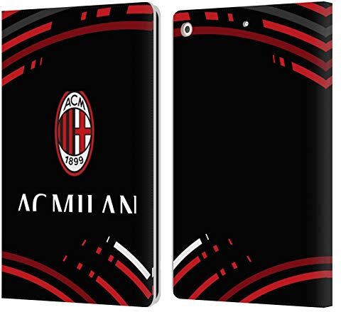 Head Case Designs Licenza Ufficiale AC Milan Curvato Modelli Cresta Custodia Cover in Pelle a Portagoglio Compatibile con Apple iPad 10.2 2019/2020/2021