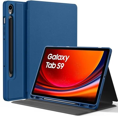 EasyAcc Custodia per Samsung Galaxy Tab S9 FE/S9 2023 11 Pollici (SM-X710 (Wi-Fi)/SM-X716B (5G Global)/SM-X718U), con Pen Holder, Multi-Angolo Visualizzazione, Mare Blu