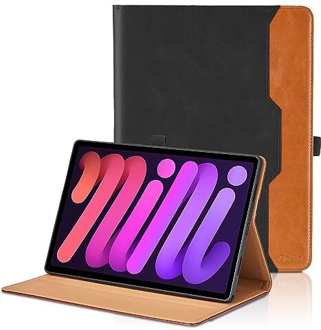 Oduio Custodia per iPad mini 6 Generazione 8,3 Pollici 2021 Pelle PU Flip Tablet Case, Funzione Supporto Pieghevole Cover Protettiva con Tasca, Auto Sveglia/Sonno per iPad Mini 6 Nero