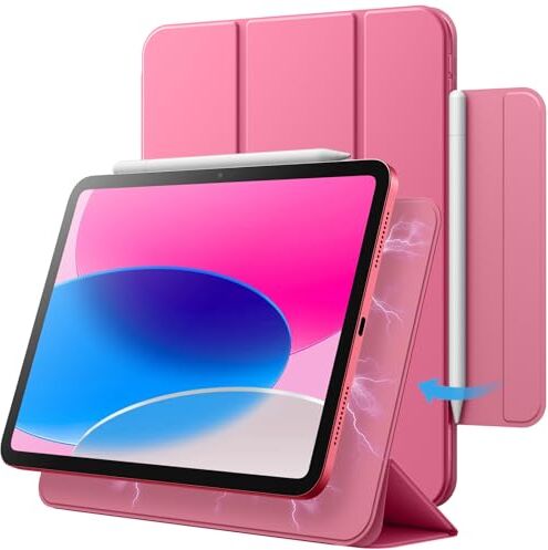 JETech Custodia Magnetica per iPad 10 (10,9 Pollici, Modello 2022, 10ª Generazione), Attaccamento Magnetico, Sottile Cover con Auto Svegliati/Sonno (Rosa)