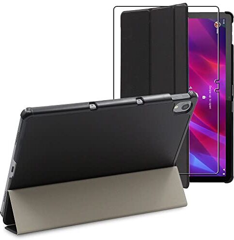 ebestStar Cover per Lenovo Tab P11, P11 Plus, Custodia Protezione Flip Magnetica, Slim Case Sottile Pelle PU, Nero + Vetro Temperato