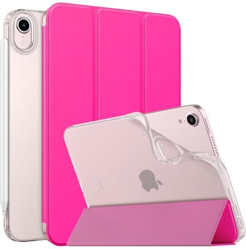 MoKo Cover Compatibile con Nuovo iPad Mini 6a Gen. 8,3 Pollici 2021, Ultra Sottile Leggero Custodia Auto Sveglia/Sonno con Retro Semi-trasparente in TPU, Pitaya Rosso