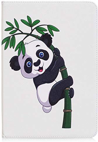 AIFILLE Cover Tab A 2015 Bianca Flip Custodia in PU Pelle Portafoglio Ragazza Chiusura Magnetica Carta Credito Antiurto Protettiva Cover per Tablet Samsung Tab A 9.7 2015 T550/T555 Panda e Bambù Cute