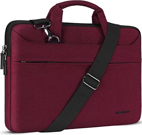 DOMISO 14 Pollici Borsa a Tracolla per Laptop Impermeabile Cartella Borsa Porta PC con Manico per 14" Lenovo Chromebook S330 ThinkPad E490 T490s T590/HP Stream 14 Pavilion 14/Acer Swift 5 7,Fucsia