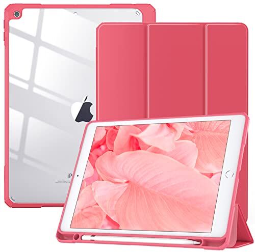 TiMOVO Custodia Compatibile con Nuovo iPad 9a Gen 2021/iPad 8a Gen 10.2" 2020, con Portapenne, Case Protezione con Supporto, Proteggi Tablet Auto Sveglia/Sonno iPad 7a Gen 2019 10.2", Anguria Rossa