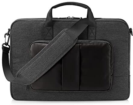 HP PC Lightweight Borsa per Notebook fino a 15,6”, Scomparto Computer o Tablet Dedicato, 3 Tasche ad accesso rapido e 8 nascoste, resistente all'acqua, tracolla removibile, grigio