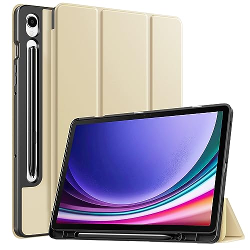 TiMOVO Custodia Compatibile con Samsung Galaxy Tab S9 2023 (SM-X710/X716B/X718U), Cover Prtettiva con Supporto per Galaxy Tab S9 11" Tablet, Portapenna per S Pen, Auto Sonno/Sveglia, Beige