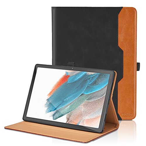 Oduio Custodia per Samsung Galaxy Tab A8 2021/2022 10.5 pollici (SM-X200/SM-X205) Pelle Tablet Case, Multi-angli Supporto Pieghevole Cover Protettiva con Tasca, Pencil Loop, Auto Sveglia/Sonno Nero