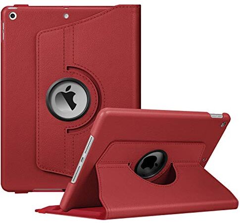 FINTIE Rotating Custodia per iPad 10.2 Pollici 9a / 8a / 7a Generazione (2021 2020 2019) con Built-in Pencil Holder 360 Gradi di Rotante Cover Protettiva Case con Auto Svegliati/Sonno, Poppy Rosso