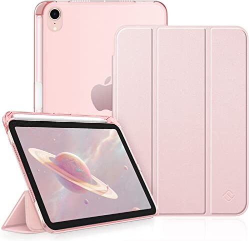 FINTIE Custodia Compatibile con iPad Mini 6ª Generazione 2021 8,3 Pollici con Pencil Holder, Sottile Leggero Case Posteriore Semi-Trasparente Cover con Auto Sveglia/Sonno, Oro Rosa