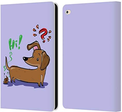 Head Case Designs Licenza Ufficiale Grace Illustration Dachshund Cani Custodia Cover in Pelle a Portagoglio Compatibile con Apple iPad Air 2 (2014)