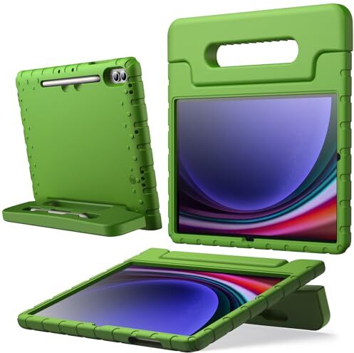 JETech Custodia Bambini per Samsung Galaxy Tab S9 Plus 12,4 Pollici, Antiurto Leggera Tablet Cover con Maniglia Supporto, Supporta S Pen di Ricarica (Verde)