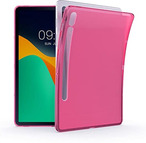 kwmobile Custodia Protettiva Tablet Compatibile con Samsung Galaxy Tab S8 / Galaxy Tab S7 Cover Cover Trasparente Morbida Silicone Tablet fucsia/trasparente