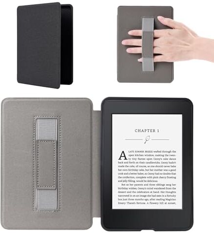 BHHB Custodia per Kindle Paperwhite 2023, Kindle 11ª generazione 2021, 6.8", con cinturino da polso e funzione Smart Auto Sleep-Wake, Signature Edition, colore grigio marrone