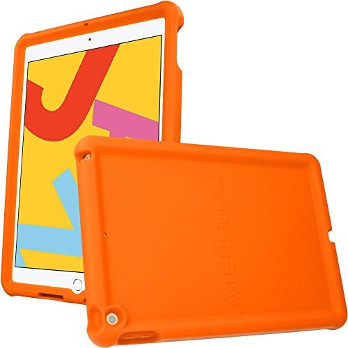 TECHGEAR Custodia Protettiva Progettata per iPad 10.2" 9/8 /7 Generazione (2021/2020/2019) Cover Antiscivolo in Silicone Morbido e Resistente Con Pellicola Protettiva, Idiale per bambini [Arrancione]