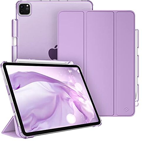 FINTIE Custodia per iPad Pro 11" 2022/2021(4ª /3ª Generazione) con Pencil Holder Sottile Leggero Semi-Trasparente Cover Case con Auto Sveglia/Sonno per iPad Pro 11" 2020/2018, Lavanda