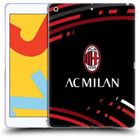 Head Case Designs Licenza Ufficiale AC Milan Curvato Modelli Cresta Custodia Cover in Morbido Gel Compatibile con Apple iPad 10.2 2019/2020/2021