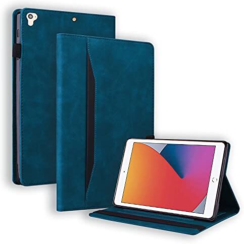 Nothers DodoBuy Custodia per iPad 9.7" 2017/2018 /iPad PRO 9.7" /iPad Air/Air 2, Flip Folio Smart Cover in Pelle PU Copertura Wallet Case Borsa Supporto Banda Elastica Blu