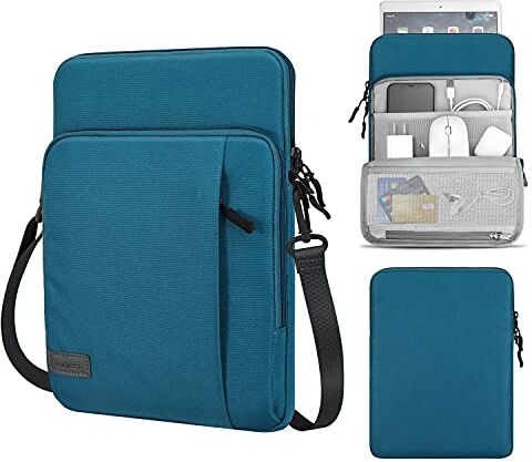 MoKo Custodia Compatibile con Dispositivi da 13,3"-14" MacBook Air 13 M3 M2 2024-2018, MacBook PRO 14 M3 M2 2024-2021, Tab S8+ 12.4",Surface PRO 8, Blu Pavone