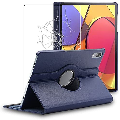 ebestStar Cover per Lenovo Tab P11 Pro, Custodia Protezione Rotazione 360, Pelle PU, Blu scuro + Vetro Temperato